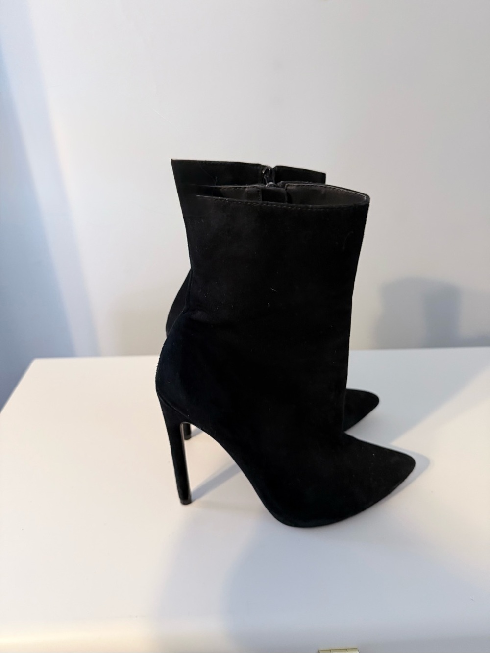 Black Pointed-Toe Stiletto Ankle Boots - Women